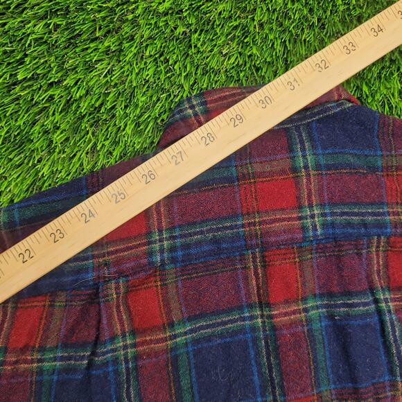 Vintage Pendleton Wool Plaid Shirt Medium 21x27 Elbow-Patch USA - Picture 3 of 11